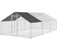 Enclos 'Silure' avec toit solaire Acier grillagé 3 x 6 x 2 m Argenté Vert foncé