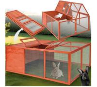 Enclos - TECTAKE - Clapier pliable en bois laqué avec toit ouvrant grillage sécurisé à mailles fines - 150 x 103 x 53 cm