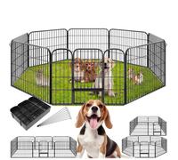 Enclos - TECTAKE - Parc pour animaux LISA 8 parties modulables et pliables en acier, montage pliable, Ø 201 cm - Gris