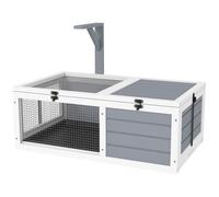 Enclos Tortue - Maison Tortue Terrestre Exterieur - Support De Lampe, 2 Plateaux Coulissants - Dim. 81l X 48l X 31h Cm - Bois Gris Clair