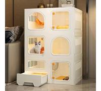 Enclos transparents pour chats avec bac à litière intégré, villa durable en plastique épais et résine pour grands chats d'intérieur