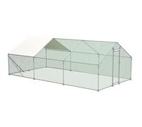 Enclos XXL 3 x 6 m pour poulailler, volière avec cadre d'escalade, cadre en acier galvanisé, toit en PVC imperméable et porte de sécurité, enclos géant pour poules, oies, canards, petits animaux