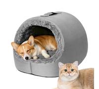 Enclosed Cat Bed, Winter Pet Shelter, Warm Kitten Sleeping House, Soft Plush Material, Comfort Focused Long Tail Pet Nest, Resting Space for Homes, Bedrooms, Dorms, Balconies