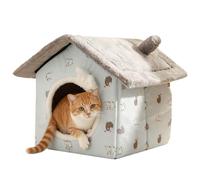 Enclosed Cat Cave Bed - Plush Warm Pet Nest for Winter Sleeping Comfort with Non-Slip Base, Soft House for Cats and Small Dogs, Indoor Bedroom Living Room Setup, Foldable Home Use Design