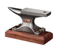 Enclume à une broche pour le travail des métaux et la forgeage, compacte 13 x 5,5 x 8 cm avec base en bois, outil de forgeron pour le pliage du métal et les projets de bricolage à la maison