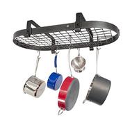 Enclume Premier Low-Ceiling Oval Pot Rack, Hammered Steel by