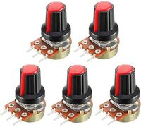 Encodeur de commutateur 5 pièces/lot Potentiomètre à film de carbone WH148 15 mm 3 broches + boutons de commutateur rotatifs rouges Kit de capuchon B1K 2K 5K 10K 20K 50K 100K 250K 500K 1M Éléments de