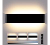 ENCOFT 18W Applique Murale Intérieur LED, 40cm Lampe Murale Dimmable avec Télécommande, Up Down Spot Éclairage Mural en Aluminium, 2700K-6000K 0-2400LM, Luminaire Mural pour Chambre Salon, Noir