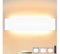 ENCOFT 28W Applique Murale LED, 40cm Lampe Murale Intérieur Dimmable avec Télécommande, Up Down Spot Éclairage Mural en Aluminium, 2700K-6000K 0-2400LM, Luminaire Mural pour Chambre Salon, Blanc