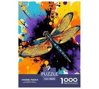 Encolure Colorée Libellule Puzzle 1000 Pièces Cadeau Unique Jeu Éducatif Challenge Toy À De Qualité Supérieure Peinture Art pour Adultes Et Enfants 38x26cm/1000pcs