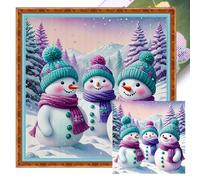 ENCOMAG Kit de broderie au point de croix pré-imprimé pour adultes débutants Bonhomme de neige 11CT facile à broder avec tissu imprimé fait à la main 40 x 40 cm