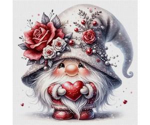 ENCOMAG Kit de Broderie Point de Croix Gnome Canevas Complet Adulte et Enfant, Broderie Traditionnelle avec Fils, Non Repliant