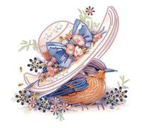 ENCOMAG Kit de peinture diamant 5D à faire soi-même avec fleurs et oiseaux pour adultes, chapeau et oiseaux pour débutants, peinture diamant partielle spéciale pour décoration murale de la maison,