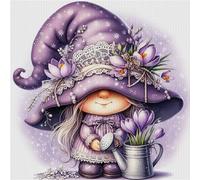 ENCOMAG Kits de broderie au point de croix estampillés gnome - Kits de point de croix 11CT pour débutants adultes avec motif de gnome tulipe pour le point de croix au tricot, motifs de gnome pour