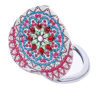 ENCOMAG Peinture diamant compact mandala miroir de poche à faire soi-même avec housse de peinture diamant portable, mini sac à main pliable, kit d'art pour fille et femme