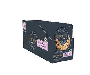 Encore Natural Nourriture Humide pour Chat, Filet de Thon avec crevettes dans Un Sachet de 70 g (16 x 70 g)