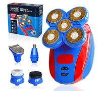 Encore The Barber Rasoir à tête chauve 360° 5 en 1 Kit de toilettage électrique rechargeable pour cheveux humides ou secs avec tondeuse pop-up pour barbe moustache de qualité barbier