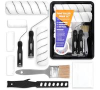 ENCOUN 12 Kit Rouleau Peinture, Kit Peinture Mur et Plafond, Rouleaux de Peinture, Ruban de Masquage, Bac à Peinture, Manchons de Rouleau, Pinceaux Peinture pour Décoration de Mur et Plafond