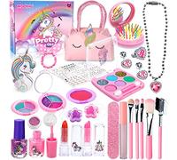 ENCOUN 32PCS Maquillage Enfant Jouet Filles, Ensemble de Maquillage Lavable pour Enfants, Valise Beauté pour Enfant, Maquillage Enfants Fille Cadeau d'anniversaire de Noël pour Fille de 4 à 10 Ans