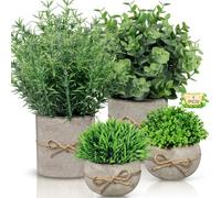 ENCOUN 4Pcs Plantes Artificielles, Petite Plante Artificielle, Mini Fausse Plante Interieur, Fausses Plantes avec Pot, Plantes Artificielles Interieur pour Maison, Bureau, Jardin, Salle de Douche