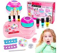 ENCOUN Kit Manucure Enfant Fille, Vernis À Ongles Enfant Set, Pelable Vernis à Ongles Sèche, Maquillage Enfant Jouet, Cadeau Pour Filles Enfant 6 7 8 9 10 ans Nail Art Enfant Salon