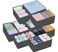 ENCOUN Lot de 12 boîtes de rangement, organisateur de tiroir, compartiments de tiroir d'armoire, boîte de rangement en tissu pliable gris et chaussettes, cravates, soutiens-gorge, ceintures