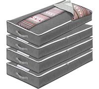 ENCOUN Sac de Rangement sous Lit Lot de 4, 95L Sac Rangement Vetement, Pliable sac de Rangement, Boite Rangement Sous Lit avec Poignée Renforcée, Housse Rangement Couette pour Draps, Vêtements