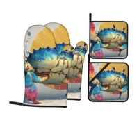 Encouraged Crab Kit de cuisson durable Gants de four et maniques avec design imperméable et protection thermique