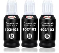 Encre 102 104 Noir Compatible pour Epson 104 pour Epson 102 Bouteille d'encre EcoTank ET-2870 ET-2820 ET-2850 ET-2856 ET-2810 ET-2826 ET-3850 ET-4850 ET-4856 ET-2750 ET-2720 ET-2710 ET-2711