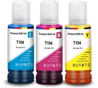 Encre 104 ET-2812 ET-2821 ET-1810 Compatible pour Epson 104 Multipack Couleur Bouteille Cartouche Compatible pour Epson Ecotank ET-2820 ET-4800 ET-2810 ET-4810 ET-2826 ET-2720 ET-2840 ET-2711