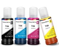 Encre 104 ET-2870 ET-2821 ET-2812 ET-1810 ET-4800 ET-2840 ET-2830 Cartouche Compatible pour Epson 104 Multipack Bouteille Compatible pour Epson Ecotank ET-2826 ET-2820 ET-2711 ET-2825 ET2810