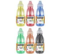 Cléopâtre Lot De 6 Flacons 250ml, Encre À Dessiner Nacrée, Jaune, Rouge Vif, Cyan, Vert Sapin, Terre De Sienne, Noir.