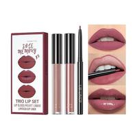 Encre à Lèvres Liquide Mate & Brillant à lèvres & Crayon à lèvres Ensemble, velouté longue durée Waterproof No Transfert Rouge à lèvres,Tenue Longue Durée, Résistant à la transpiration Kissproof.