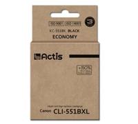 Encre Actis KC-551Bk (Remplacement de l'encre Canon CLI-551Bk ; Standard ; 12 ml ; Noir (avec puce)