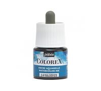 Pébéo - Encre Colorex 45 ML Bleu Turquoise - Colorex Encre Aquarelle Pébéo - Encre bleu Rendu Velouté - Encre Dessin Multi-outil Tous Supports - 45 ML - Bleu Turquoise