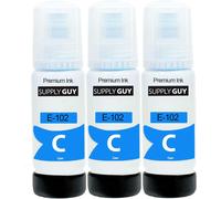 Encre Compatible avec Epson 102 Cyan pour EcoTank ET 2700 2750 2751 2756 3700 3700 3750 4750 (3X 70ml)