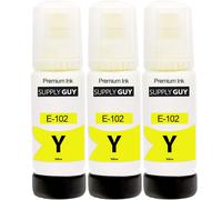 Encre Compatible avec Epson 102 Jaune pour EcoTank ET 2700 2750 2751 2756 3700 3700 3750 4750 (3X 70ml)