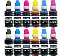 Encre Compatible avec Epson T673 pour EcoTank L800 L805 L810 L850 L1800 (12 x 70ml)