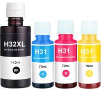 Encre Compatible Avec H-P 31/32Xl (1 Noir, 1 Cyan, 1 Magenta, 1 Jaune) - Compatible Avec Les Imprimantes H-P Smart Tank 7305, 7005, 7605 Et La Série Hp Smart Tank Plus[ENC945370]