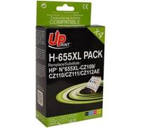 Encre compatible UPrint avec CZ109AE, CZ110AE, CZ111AE, CZ112AE, HP 655, H-655XL PACK, noir, 550+3x750s, 20+3x12ml