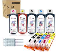 Encre De Bouteille 5X100Ml Et Kits De Recharge D'Encre Cli-571 Pgi-570 Compatibles Avec Les Modèles Pixma Ts5052 Ts5055 Ts5055 Ts6050 Ts6051 Ts6052 Mg5752 Mg5752 Mg5753 Mg6501 Mg6852 Mg6853 Imprimant