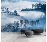 Encre De Chine Paysage Forêt Brume Blanche Panorama Papier Peint 3D Installation Facile Intissé Tapisserie Bureau Salon Canapé Chambre Décoration Murale-250cm×170cm