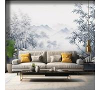 Encre De Chine Paysage Végétal Bambous Art Papier Peint 3d Moderne Soie Texturée Haut De Gamme IdéAl Pour Le Salon Et La Chambre à Coucher-300cm×210cm