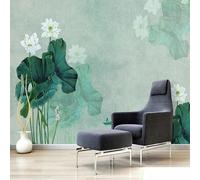Encre De Chine Plantes Feuilles De Lotus Lotus Petit Bateau Papier Peint 3d Moderne Soie Texturée Haut De Gamme IdéAl Pour Le Salon Et La Chambre à Coucher-350cm×256cm