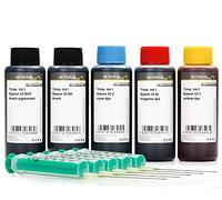 Encre d'impression Compatible pour Epson 33, Epson Expression Premium XP-530, XP-540, XP-630, XP-635, XP-640, XP-645, XP-830, XP-900, XP-7100 CMYK, Encre de Recharge (Non OEM) 5X 100 ML