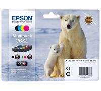 Encre d'origine EPSON Multipack Ours polaire T2636 : cartouches Noir XL, Cyan XL, Magenta XL, Jaune XL