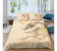 Encre Dragon Cloud Housse de Couette 3 Pieces 3D Fermeture Eclair, Lit