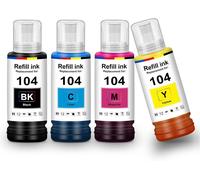 Encre E104 ET-2870 ET-2821 ET-2812 ET-1810 ET-4800 ET-2840 ET-2830 Cartouche Compatible pour Epson E104 Multipack Bouteille Compatible pour Epson Ecotank ET-2826 ET-2820 ET-2711 ET-2825 ET2810