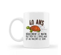Encre et créations Mug céramique imprimé 40 ans doucement le matin, pas trop vite l'après-midi