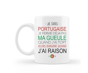 Encre et créations Mug céramique - Je suis portugaise, je ferme déjà pas ma gueule quand j'ai tort, alors imagine quand j'ai raison